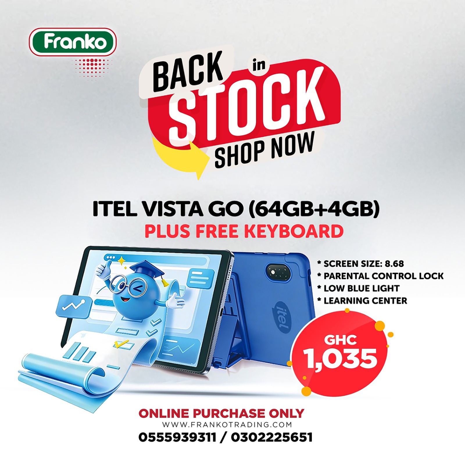 Itel Vista Go (64GB + 4GB)- Free Keyboard